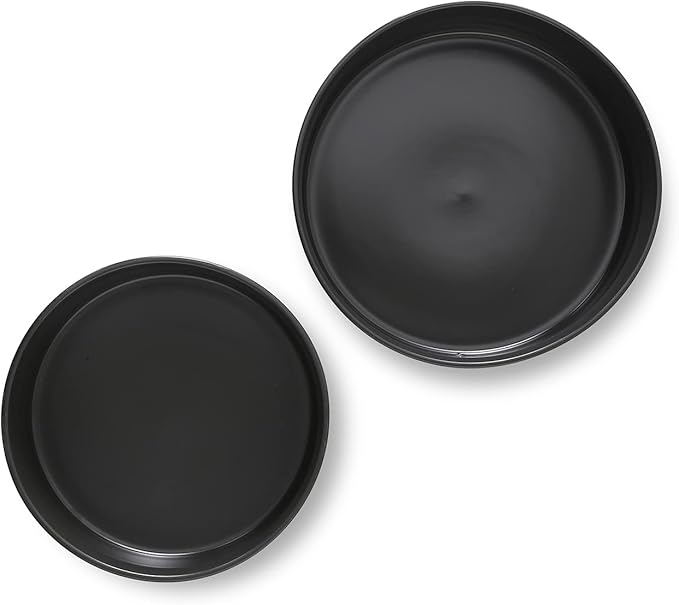 Stone Lain Celina Stoneware 2-Piece Serving Bowl Set, Black Bowls, Minimalist Dinnerware, Dish Set, Tall Rim, Microwave & Dishwasher Safe, Casual Tableware