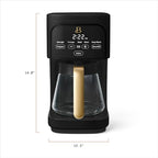 Beautiful 12-Cup Programmable Coffee Maker with Touch-Activated Display, Auto Brew Timer, Reusable Filter & Large Glass Carafe (Black Sesame)
