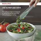 KitchenAid Gourmet Silicone-Tipped Stainless Steel Tongs, 12 Inch, Pistachio