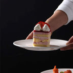 6pcs Salad Dessert Plate 7.5inch White Porcelain Dinner with Round Flat Design Good for the Gift