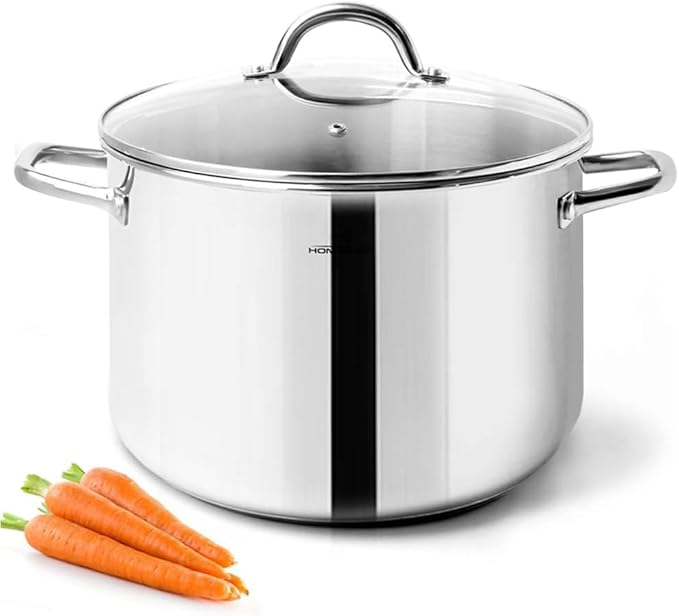 HOMICHEF Stock Pot 6 Quart Nickel Free Stainless Steel - 6 Qt Soup Pot With Lid and Handle - Small Cooking Pot 6 Quart - Ideal for Soup, Sauce, and Induction Cooking