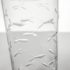 Rolf Glass School of Fish Highball Glass | Set of 2 15oz Cooler Glasses | Lead-Free Engraved Glass with Heavy Base | Proudly Made in the USA