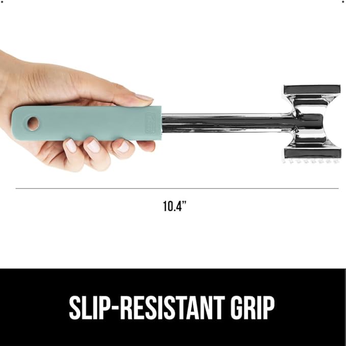 GORILLA GRIP Patented Dual-Sided Meat Tenderizer, Heavy Duty Kitchen Mallet with Soft Handle, Spiked Side Tenderizes and Smooth Flattens, Maximize Food Flavor, Commercial Grade Chicken Pounder, Mint