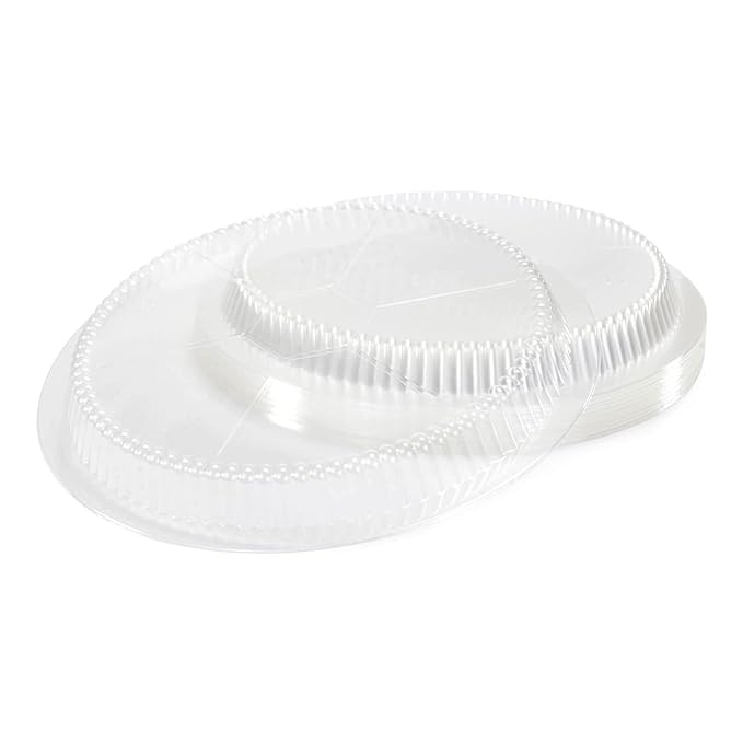 IDL Packaging 9" Round Dome Lid for Aluminum Foil Pan (Pack of 25) - Clear Plastic Lid for 9" Aluminum Container - Disposable Aluminum Pans Cover for Takeout, Serving, Freezing