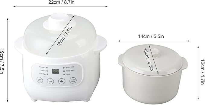 Haofy 200W Mini Ceramic Stew Cooker, 1L Capacity Electric Slow Cooker Porridge Soup Pot, Multifunctional with PTC Heating Technology