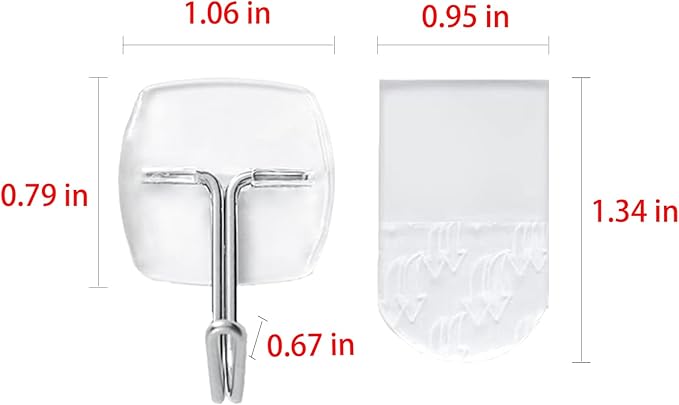 20 Hooks-25 Removable Strips, Small Clear Wire Hooks Value Pack, Damage Free Hanging Wall Hooks with Adhesive Strips, Removes Cleanly, No Tools Utility Hooks for Hanging Decorations