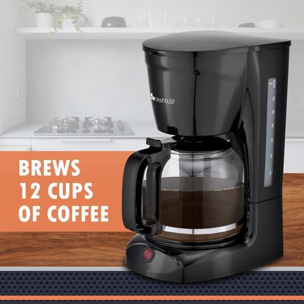 Newhouse Electric Coffee Machine NHCM-001-12, 12-Cup Coffee Maker with Auto Shut Off, Electric Pot with Metal Mesh Coffee Filter Basket, ETL Certified for Hospitality and Residential Use