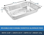 Aluminum Pans Full Size, Large Disposable Roasting & Baking Pan, 21"x13" Deep Foil Pans (100 Pack) Extra Heavy Duty Chafing Trays for Hotels, Restaurants, Caterers, Steam Table, Buffets & Bakeware
