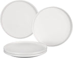 GZG Ceramic Dinner Plates Set of 4,10 Inch Stoneware plate Set,Microwave and Dishwasher Safe Kitchen Utensils,Stackable,Scratch Resistant (Ivory White)