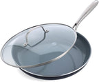 GreenPan Swift Healthy Ceramic Nonstick, 12" Frying Pan Skillet with Lid, Stainless Steel Handle, PFAS-Free, Dishwasher Safe, Oven Safe, Black