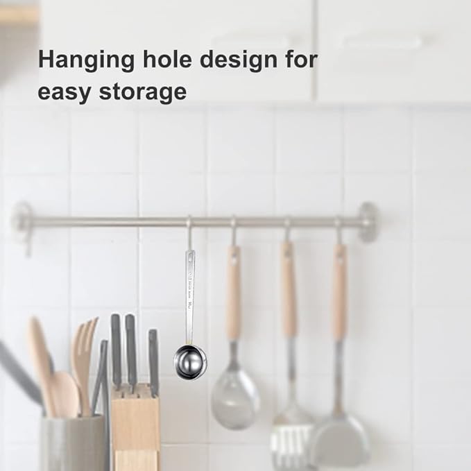 Coffee Scoop, Stainless Steel Coffee Spoons Set, 1 tablespoon (15ml) and 1 tablespoons (30ml) Measuring Spoon, Tablespoon Measure Spoon for Coffee, Milk Powder, Fruit Powder, 2 Pack(Long)