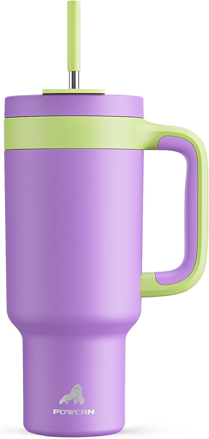 40 oz Tumbler with Handle, 2-in-1 Straw and Sip Lid, Leakproof, Dishwasher Safe, Insulated Stainless Steel Travel Coffee Mug, Keeps Cold for 34 Hours, Fits in Car Cup Holder (Wisteria)