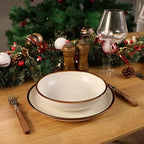 ONEMORE 30 Oz Porcelain Salad Pasta Bowls, Shallow & Wide Bowls Plates Set of 6, Large Ceramic Serving Bowls for Soup, Dessert, Pizza, Fruit. Microwave & Dishwasher Safe Kitchen Dinnerware, White