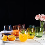 KX-WARE Unbreakable 18-ounce Acrylic Stemless Wine Glasses All Purpose Plastic Tumbler, set of 6 Blue Dishwasher Safe BPA Free Classic Style