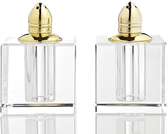 Badash - Pair of Crystal Salt & Pepper-Vitality Gold H 2.75 in.
