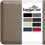 KANGAROO Thick Ergonomic Anti Fatigue Mats for Kitchen Floor, 70x24 Runner, Cushioned Standing Office Desk Mat, Waterproof Scratch Resistant Topside, Supportive All Day Comfort Padded Foam Rugs, Beige