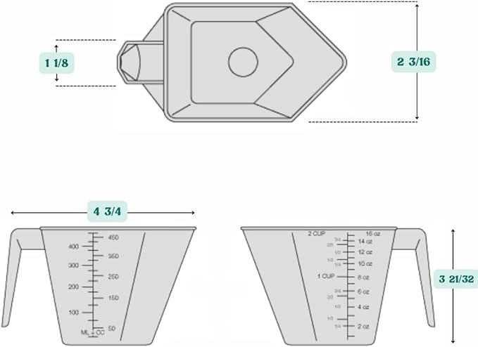 2 Cup LONG Handle (1 Pint | 16 Oz. | 500 mL) Scoop for Measuring Coffee, Pet Food, Grains, Protein, Spices and Other Dry Goods (Pack of 10)