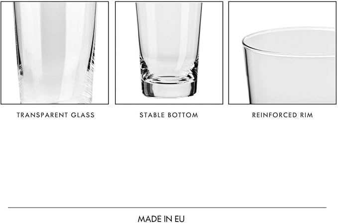 Krosno Classic Beer Glasses, Set of 6, 17.9 oz, Lager, Pilzner, Wheat Beer, Pint Glasses, Pure Collection, Dishwasher Safe, Made in Europe