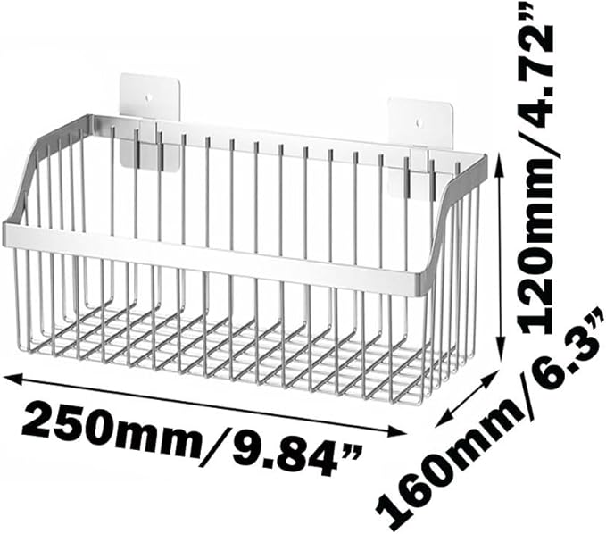 2PCS Hanging Storage Baskets Organizer Wall Mount, SUS304 Stainless Steel Wire Storage Bin Rack for Kitchen Bathroom Shower Spice Shelf,L 9.84 Inch