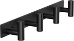 Wall Mounted Coat Rack-4 Hooks, Heavy Duty Stainless Steel Hook Rail for Towel Coat Hat Purse Bag Jacket, Towel Hooks for Entryway Bathroom Kitchen (Black 4 Hooks - 1 Pack)
