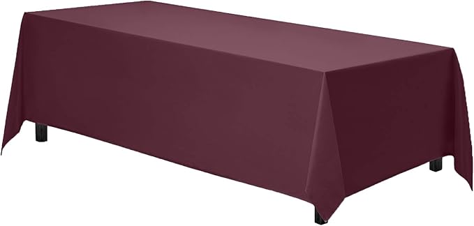 Gee Di Moda Rectangle Tablecloth - 70 x 120 Inch Burgundy Table Cloth for 6 or 8 Foot Rectangle Table - Heavy Duty Washable Fabric - for Buffet Table, Holiday Party, Dinner, Wedding & Baby Shower