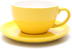 Small Speciality Coffee Double Espresso Cup and Saucer, Small Cappuccino New Bone China for Coffee Shop and Barista (Matte Yellow, 5 oz)