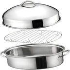 16in Fish Poacher Cooking Pot with Lid Portable Handle Multiuse Baking Tray for Seafood And Eggs, A