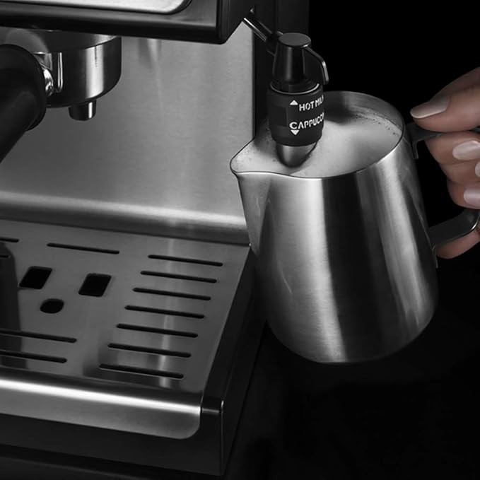 CAMKYDE Stainless Steel Milk Frothing Pitcher 12 oz, Espresso Steaming Pitcher with Decorating Pen for Espresso Machines, Cappuccino, Latte Art (Matte Black)