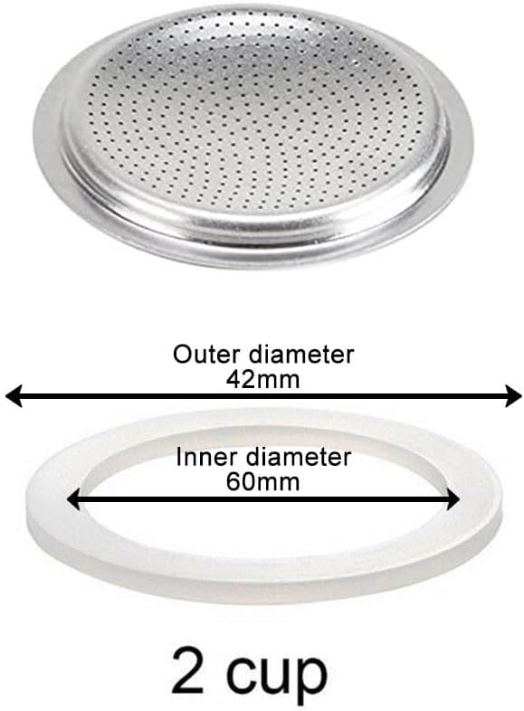 1/2/3/6/9/12 Cup Espresso Maker Replacement Gasket, Coffee Maker Rubber Gasket, Moka Pot Silicone Seal For Espresso Moka Stove Pot, Stovetop Espresso Maker Seal (2 cup+sieve)