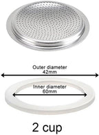 1/2/3/6/9/12 Cup Espresso Maker Replacement Gasket, Coffee Maker Rubber Gasket, Moka Pot Silicone Seal For Espresso Moka Stove Pot, Stovetop Espresso Maker Seal (2 cup+sieve)