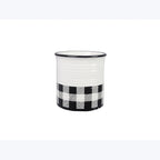 Young's Inc Buffalo Plaid Kitchen Tool Holder with Tools, Ceramic Utensil Holder for Kitchen Counter, Cooking Spoon & Spatula Holder for Counter with Utensils, Black and White