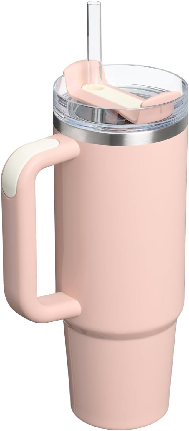 STANLEY Quencher H2.0 Tumbler with Handle and Straw 30 oz | Flowstate 3-Position Lid | Cup Holder Compatible for Travel | Insulated Stainless Steel Cup | BPA-Free | Peach Whip Gloss