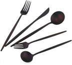 Matte Purple Silverware Set,Gugrida 5-Piece 18/10 Stainless Steel Satin Finish Flatware Set,Kitchen Utensil Set,Tableware Travel Cutlery Set for Camping Office or School Lunch, Dishwasher Safe