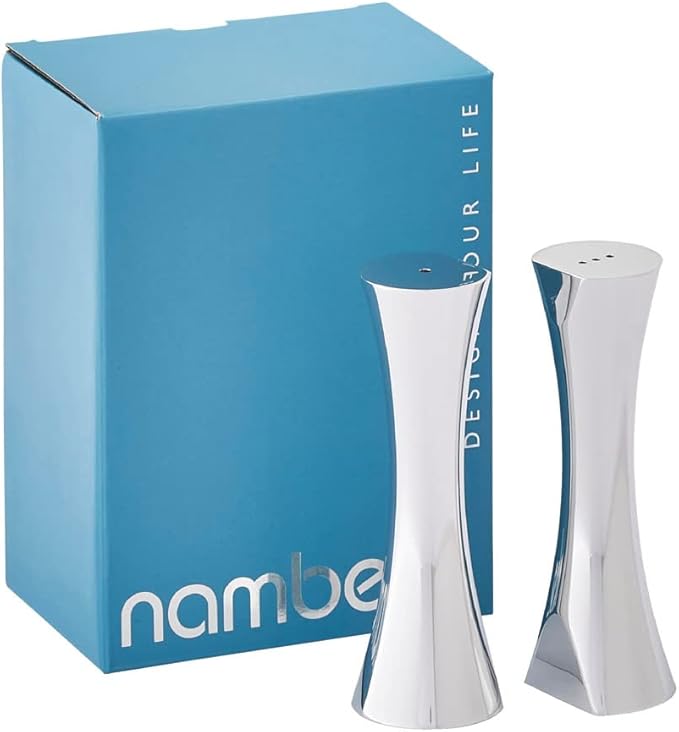 nambe Kissing Salt & Pepper Shakers | 2-Piece Set | Kitchen Tool | Salt Sugar Spice Pepper Seasoning Bottle for Table, RV, Camp, BBQ | 1.5-Ounce | Made of Metal Alloy | Designed by Karim Rashid