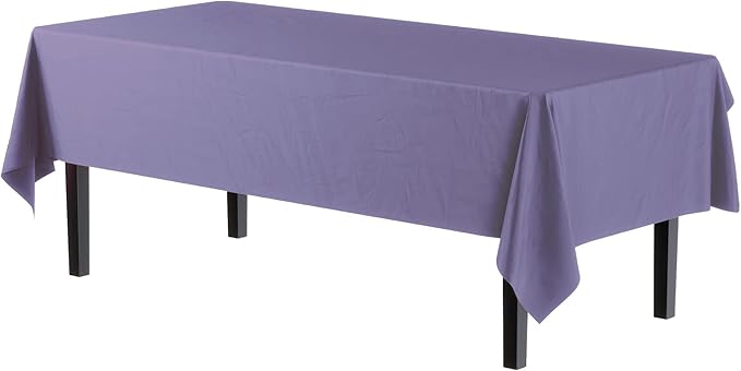 Exquisite 12-Pack Premium Plastic Tablecloth 54in. x 108in. Rectangle Table Cover - Lavender