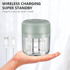 Green - Mini Electric Food Processor and Garlic Chopper - 250ML, USB Charging, 3 Blades - Perfect for Chopping Vegetable, Pepper, Onion, Garlic, Ginger, Spice, Meat, Baby Food, and More (Green)