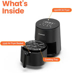 Air Fryer – 8 Preset Functions, Tempered Glass Control Panel, 3.5 Quart Compact Airfryer for Home and Kitchen, Quiet, Small, Non-Toxic, Black