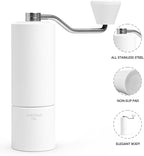 TIMEMORE Manual Coffee Grinder CNC Stainless Steel Burr Coffee Grinder with Capacity 20g Chestnut C3S Internal External Adjustable Setting, Double Bearing Positioning for Travel Camping, Home White