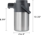 Tiken Airpot Coffee Dispenser with Pump - 102oz/3L Thermal Coffee Carafes for Hot Beverage - Stainless Steel Insulated Coffee Thermos Carafe, Silver