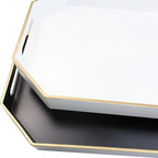 Black Decorative Tray with Handles, Octagon Versatile Serving Tray for Coffee Table, Ottoman, Ideal for Serving, Displaying, Organizing