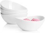 Sweese Porcelain Bowls Set 5 Inch, 10 oz - Set of 4 White Bowls for Dessert, Ice Cream, Soup, Rice & Fruits | Microwave, Dishwasher & Oven Safe