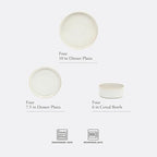 Gibson Elite Echo Bay 12 Piece Porcelain Reactive Glaze (Service for 4) Ceramic Plates and Bowls Modern Stackable Dinnerware Set - White