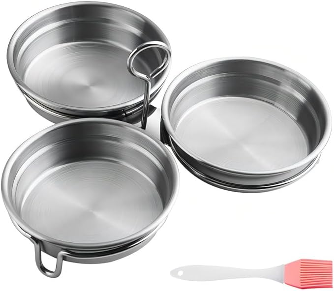 Egg Poacher,Stainless Steel Egg Boiler Maker With Oil Brush Round/Heart Shaped for Making Boiled Eggs