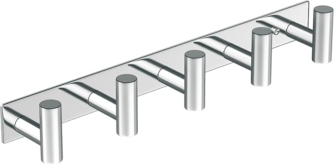 Wall Mounted Coat Rack-5 Hooks, Heavy Duty Stainless Steel Hook Rail for Towel Coat Hat Purse Bag Jacket, Towel Hooks for Entryway Bathroom Kitchen (Glossy 5 Hooks - 1 Pack)