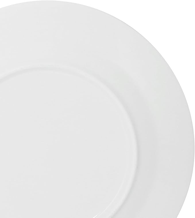 bestone 8 Inch Porcelain White Salad Plates Set, Porcelain Dessert/Salad Plate，Classic Round with Wide Rim, Lead-Free,Dishwasher, Microwave, Freezer, Oven Safe, for Everyday Use-Set of 6