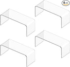 4 Packs Kitchen Cabinet Shelf Organizer, Acrylic Clear Shelf Riser, 5mm Thick Spice Rack for Dishes, Soda Cans and Cup（11.8 x 4.72 x 4.72 Inch）
