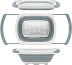 Qimh Collapsible Colander | Over The Sink Silicone Kitchen Strainers and Colanders with Extendable Handles | Veggies, Fruit and Pasta Foldable Strainer for Kitchen, 6-Quart, BPA Free