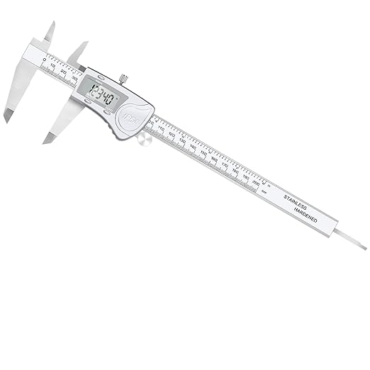 Electronic Digital Calipers, inch and Millimeter Conversion,LCD Screen displays 0-6" Caliper Measuring Tool, Automatic Shutdown, Suitable for DIY/Jewelry Measurement (200mm Stainless Steel)