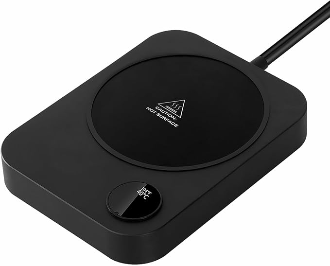 Coffee Mug Warmer, Coffee Warmer for Desk with Auto Shut Off & 3 Temperature Settings, Smart Coffee Cup Warmer for Desk, Candle Warmer for Tea, Milk, Coffee, Wax and Candle, Balck