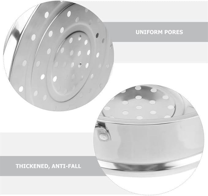 HEMOTON Stainless Steel Stackable Steamer Basket: 22cm Metal Steamer Pot Insert Pan Steaming Cookware for Dumpling Eggs Bun Dim Sum Meat Fish Rice Vegetable